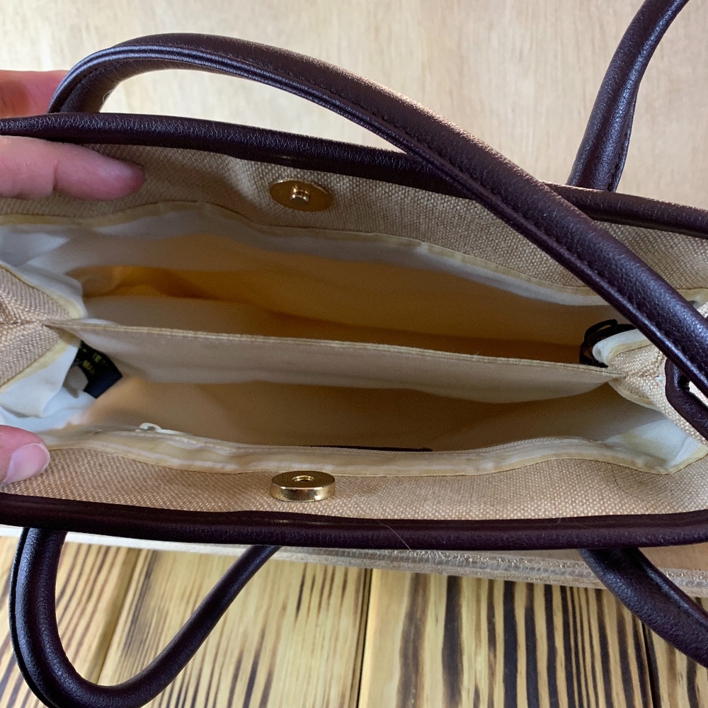 Etiene Aigner Burlap Style Bag Double Handle - Picture 3 of 7